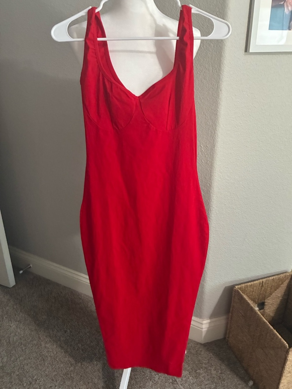 PrettyLittleThing Red Midi Dress